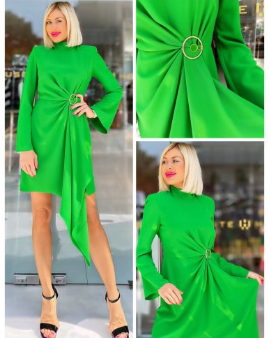 ASYMMETRICAL BELTED DRESS