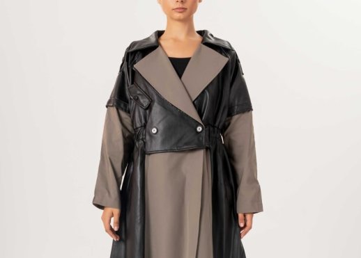 TWO TONE BELTED COAT