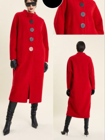 OVERSIZED MIDI COAT WITH LARGE BUTTON DESIGN
