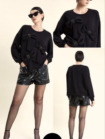 DIAMANTE BOW DESIGN BLOUSE