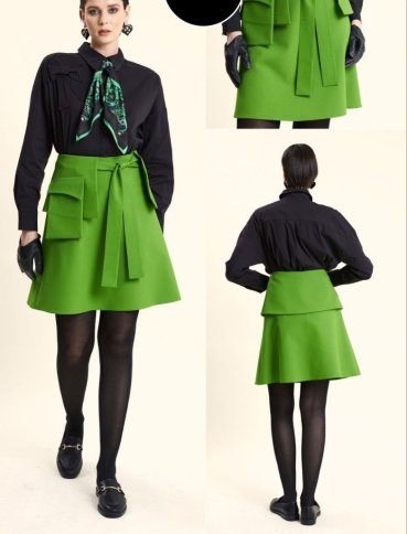 BELTED FLARED CARGO STYLE SKIRT