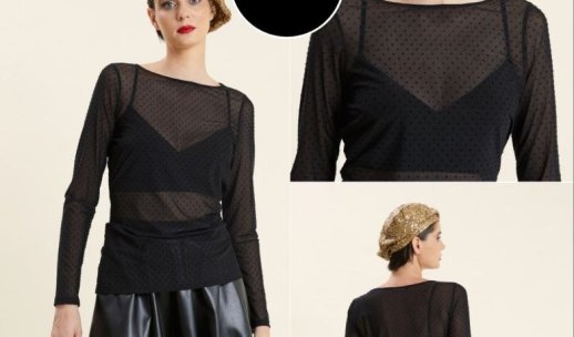 SHEER POLKA DOT PATTERN TOP WITH TIE BACK