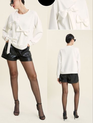 DIAMANTE BOW DESIGN BLOUSE