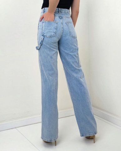 CARGO POCKET STYLE JEANS WITH STRAP DETAIL