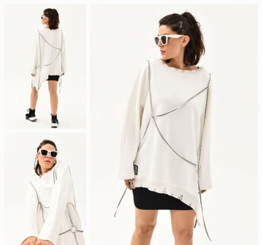 RIBBON DETAILED OVERSIZED TOP