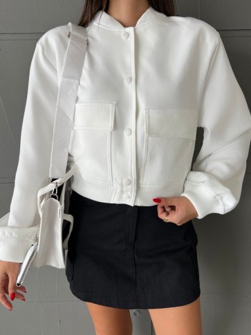 CARGO STYLE SNAP FRONT BOMBER JACKET