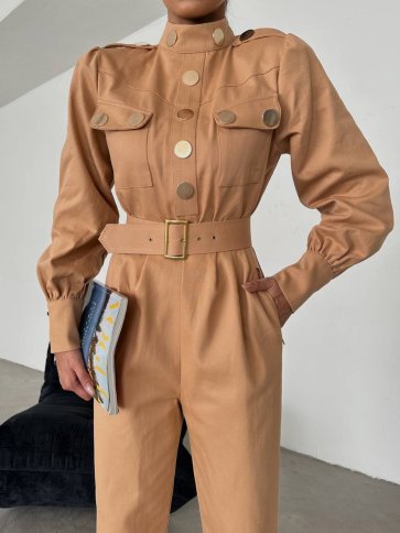MILITARY BUTTON DETAIL PANTSUIT