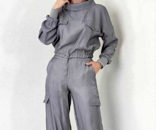 STUDDED TOP WITH MATCHING CARGO CUFFED PANTS