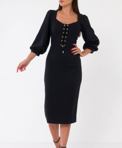 LACEUP  FRONT MIDI DRESS