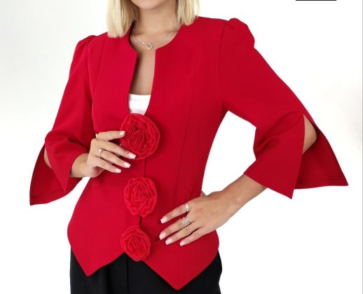 ANGLED BLAZER WITH ROSE PETAL DETAIL