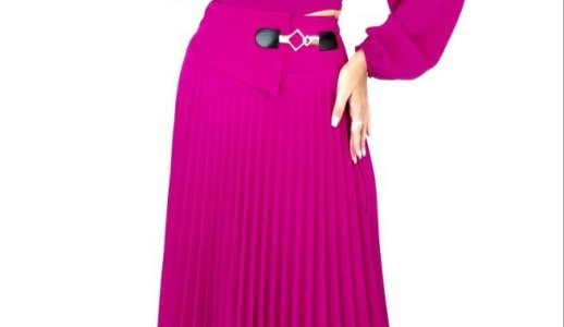 PLEATED MIDI SKIRT WITH BELT DETAIL