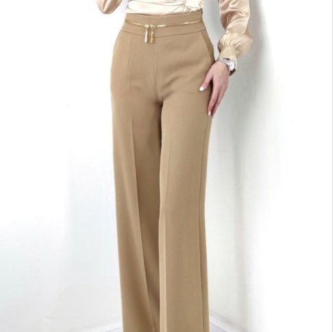 FLARED PANT WITH ZIPPER WAIST DETAIL