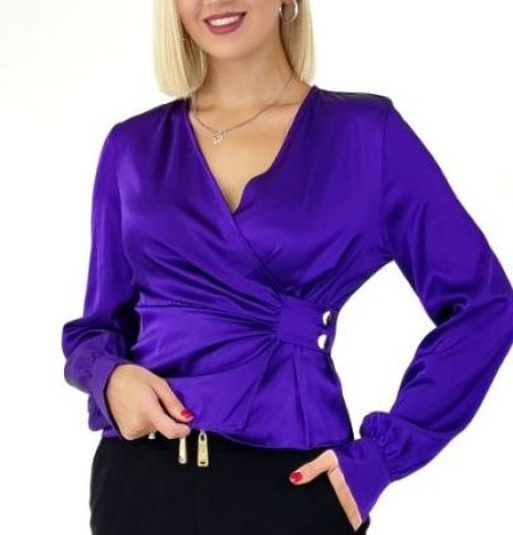 SATINY SIDE BUTTON WRAP BLOUSE