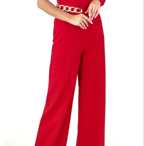 FLARED PANTS WITH CHAIN BELT DETAIL