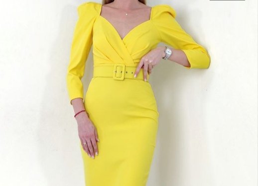 BODY CON MIDI WITH SWEETHEART NECKLINE