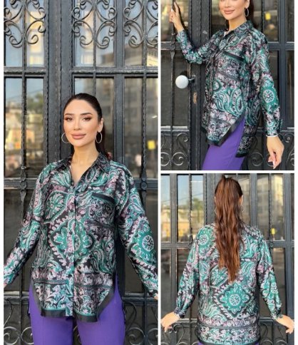 SILKY SHIRT WITH COLOR TRIM HEMLINE