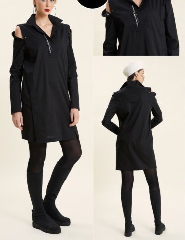 COLLAR DRESS WITH CUT OUT SHOULDERS