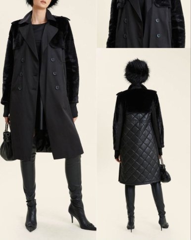 QUILTED AND FAUX FUR TRENCH COAT