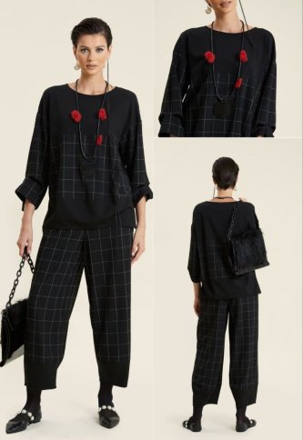 GRID PATTERN TOP AND CROPPED PANT