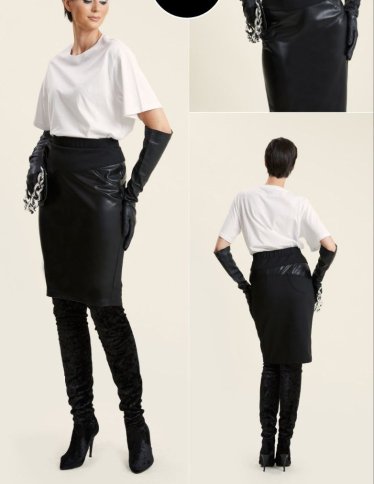 SKIRT WITH FAUX LEATHER DETAILING