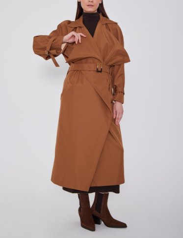WIDE LAPEL WRAP MAXI COAT