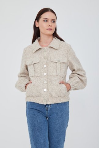 FABRIC BOMBER WITH BUTTON POCKET FRONT