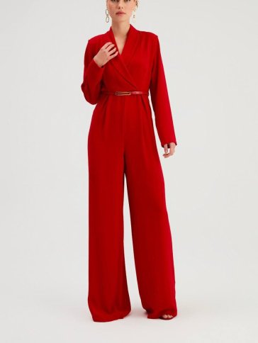 WRAP BODICE FLARED PANT PANTSUIT
