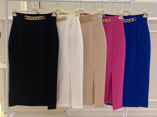 MIDI SKIRT WITH CHAIN BELT DETAIL