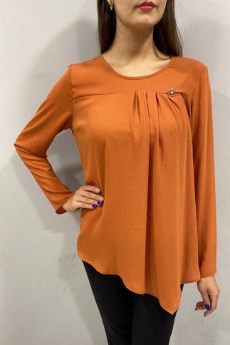 ANGLED PLEATED LONG SLEEVE BLOUSE