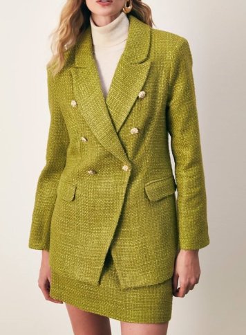 BOUCLE FABRIC STYLE MINI SKIRT WITH BUTTON DETAIL